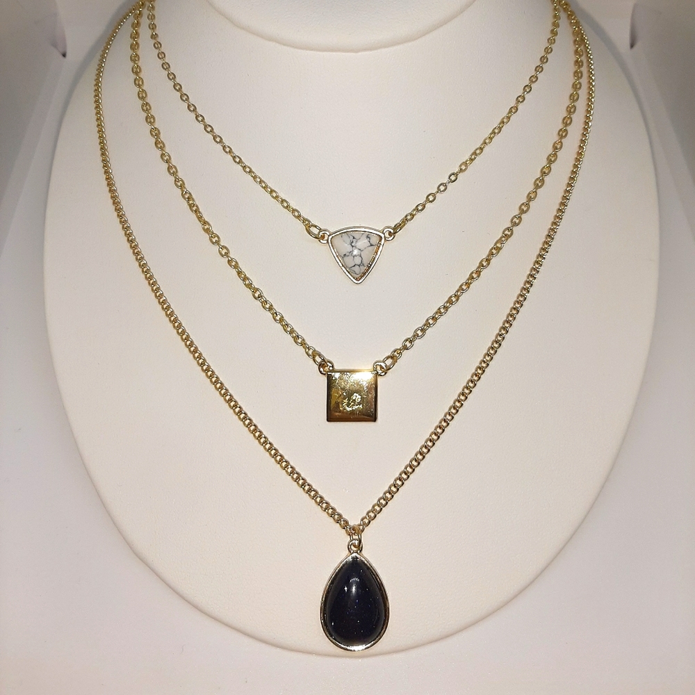 Gold 3 Layered Stackable Necklace - image 1